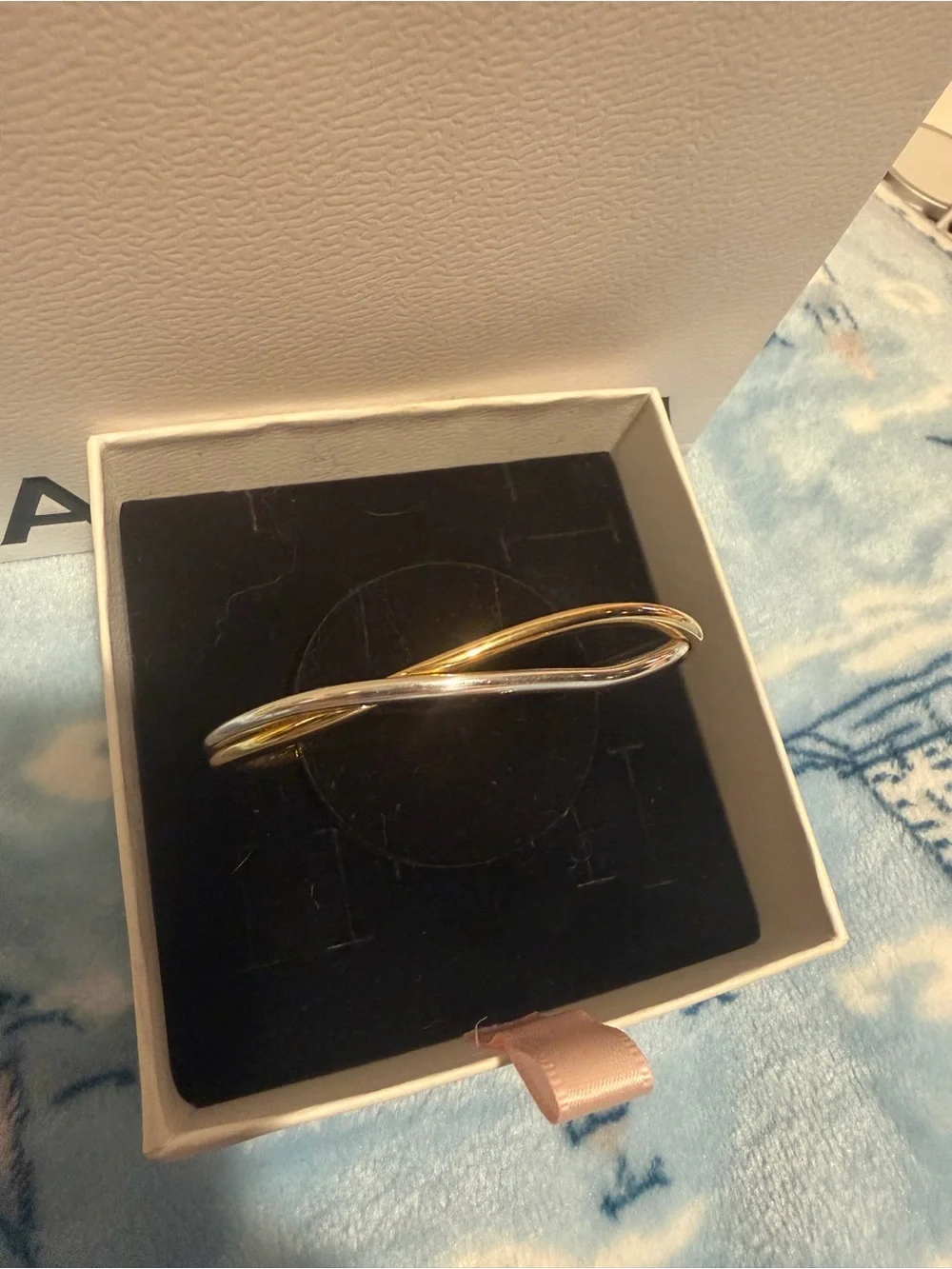 Pandora Essence Two-Tone Gold and Silver Twist Bangle